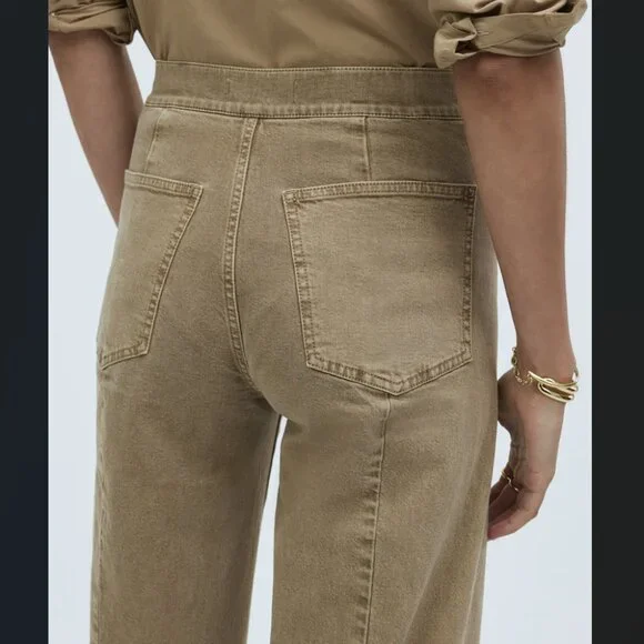 Madewell Women's Emmett Wide-Leg Crop Pant: Welt Pocket Edition Drill Khaki 33 - Picture 5 of 11